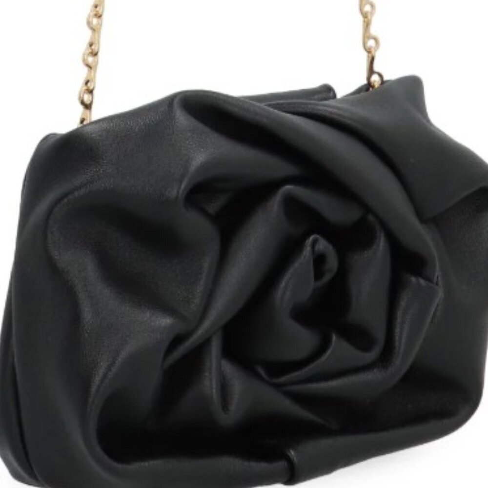 BURBERRY Black Rose Soft Leather Clutch Gold Chain & BURBERRY Dust Bag NWT - Picture 13 of 16